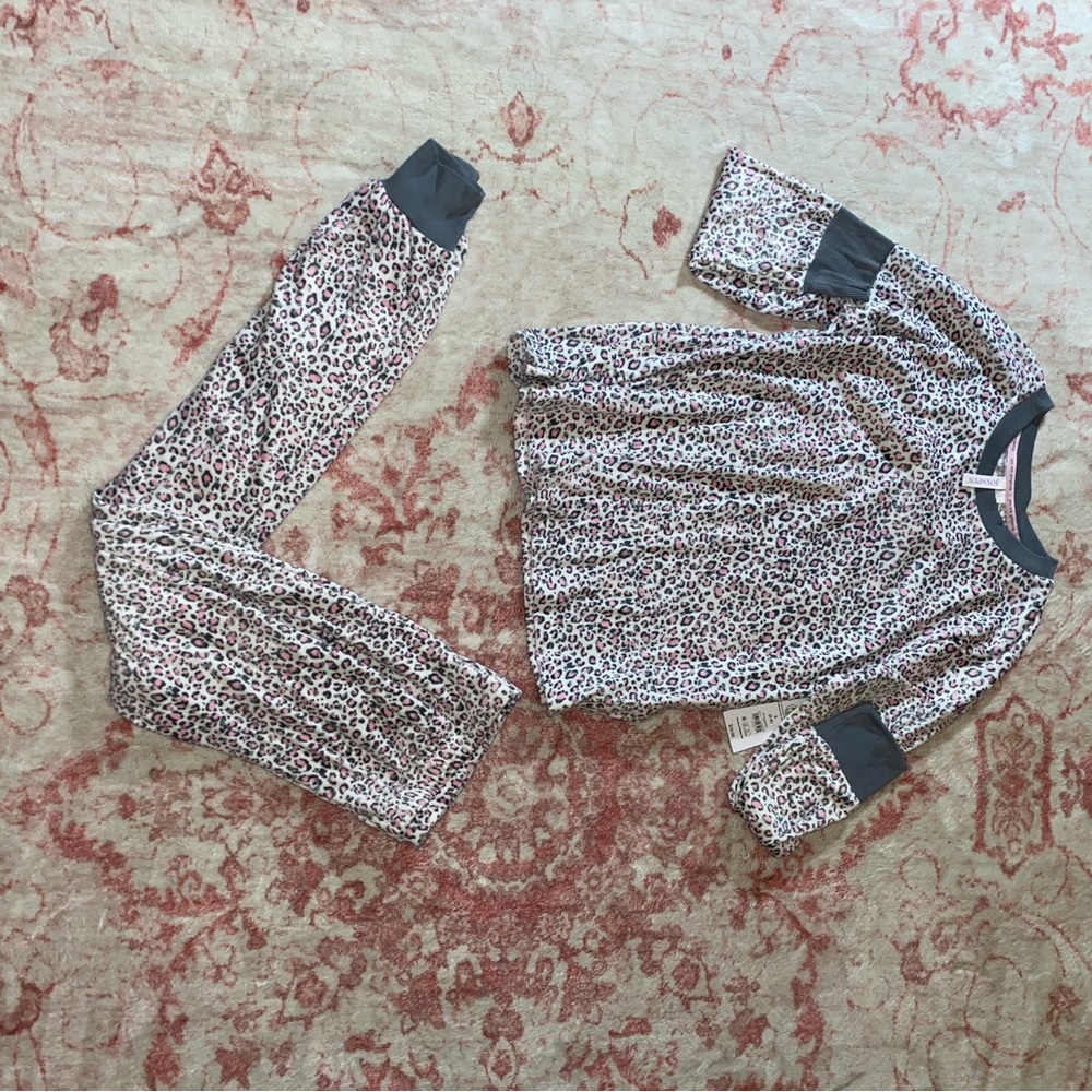 Leopard Print Pajama Set with Black Accents